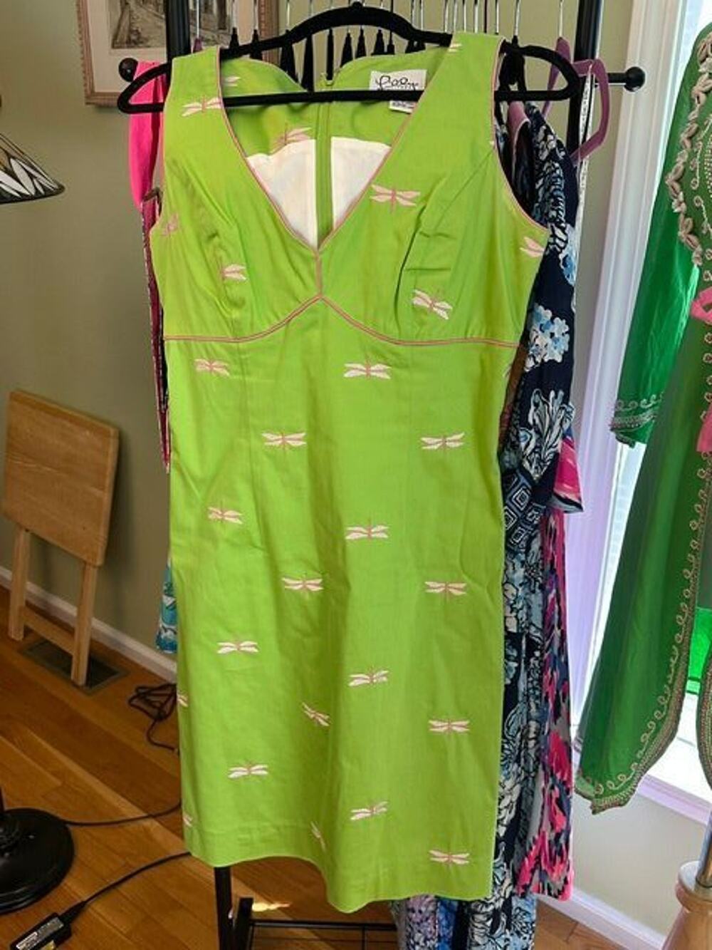 Lilly Pulitzer Vintage Brett Shift Dress Pink Dragonfly Pattern VGUC Size Medium